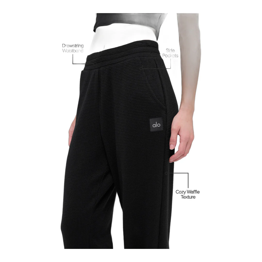 alo Waffle Weekend Escape Jogger - Black - Image 2