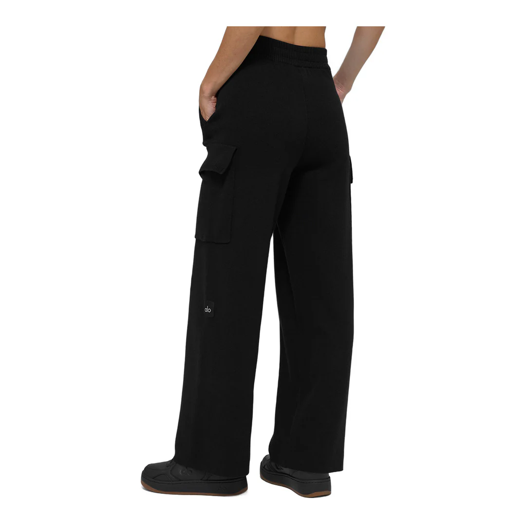 alo Scholar Knit High-Waist Cargo Pant - Black - Image 3