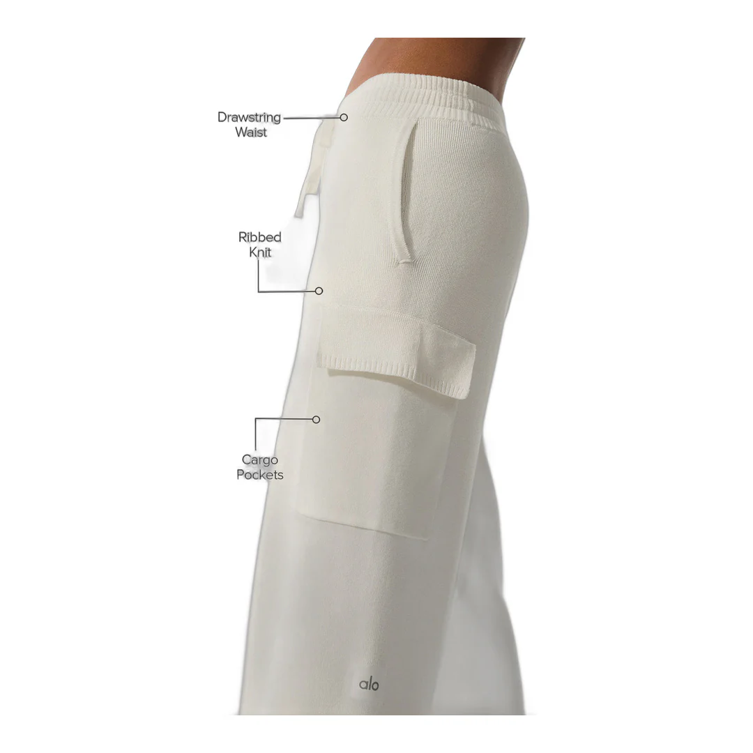 alo Scholar Knit High-Waist Cargo Pant - Ivory - Image 2