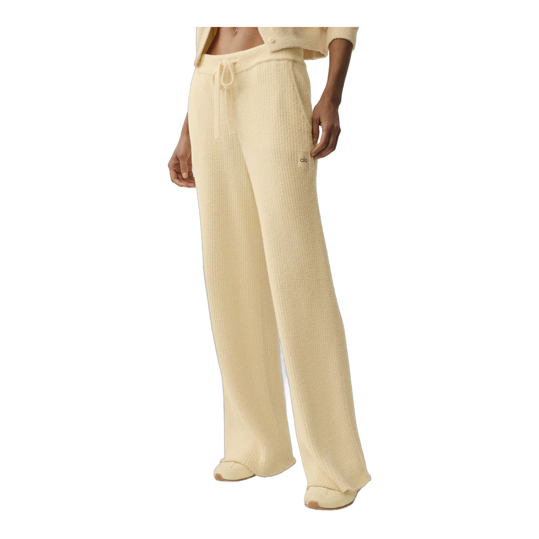 alo Snuggle Up Sweater High-Waist Wide Leg Pant - Candlelight Yellow - Image 2