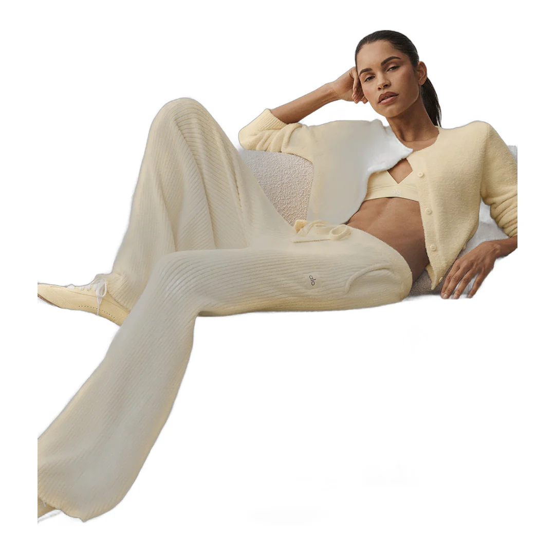alo Snuggle Up Sweater High-Waist Wide Leg Pant - Candlelight Yellow - Image 6