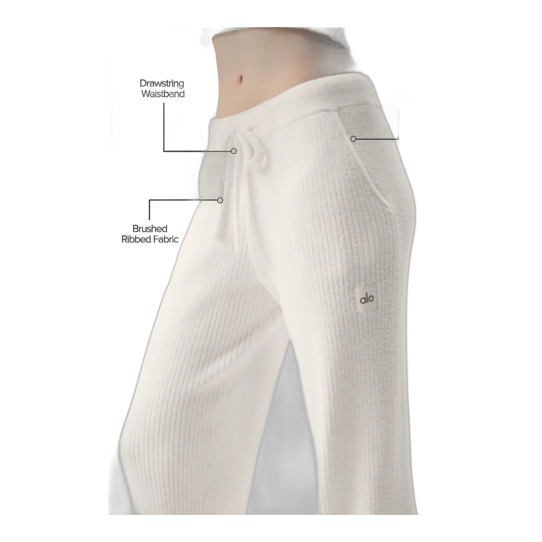 alo Snuggle Up Sweater High-Waist Wide Leg Pant - Ivory - Image 2