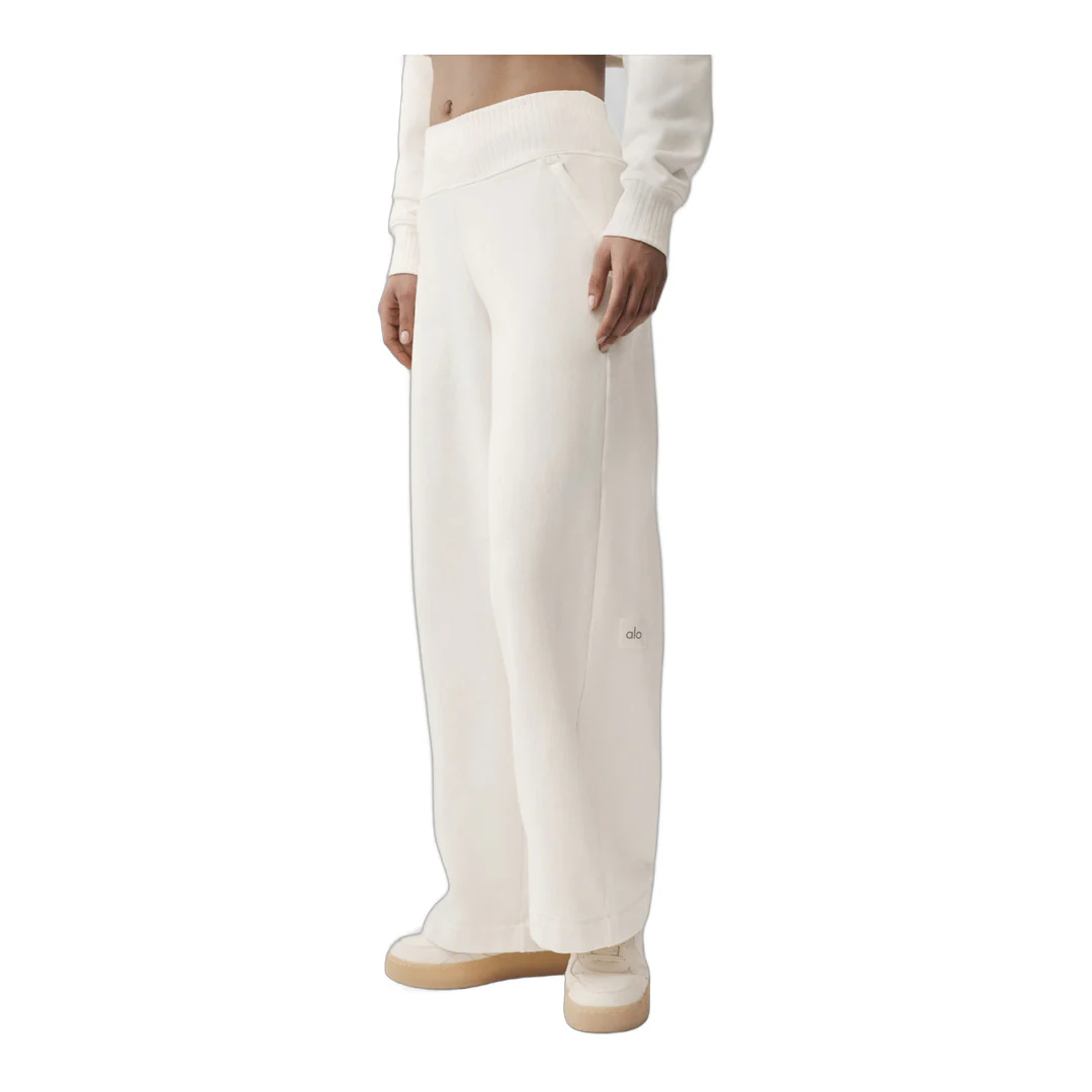 alo Serenity Wide Leg Sweatpant - Ivory - Image 3