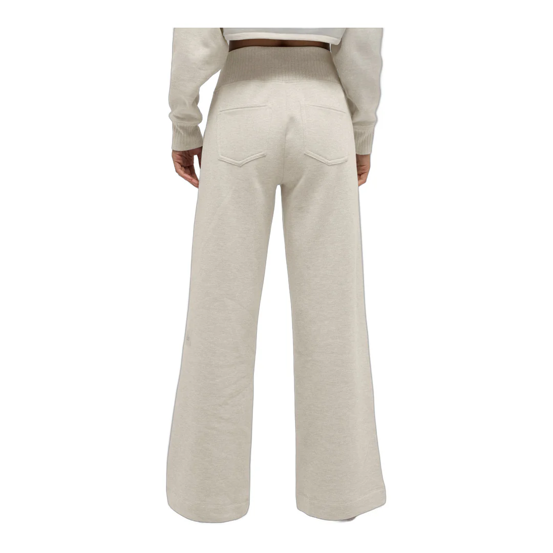 alo Serenity Wide Leg Sweatpant - Oatmeal Heather - Image 4