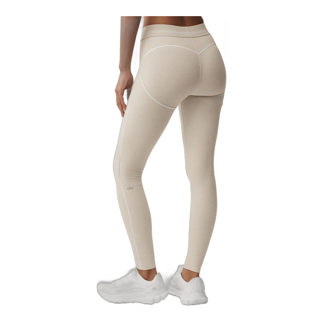 alo Alosoft High-Waist Heart Throb Legging - Oatmeal Heather/White - Image 2