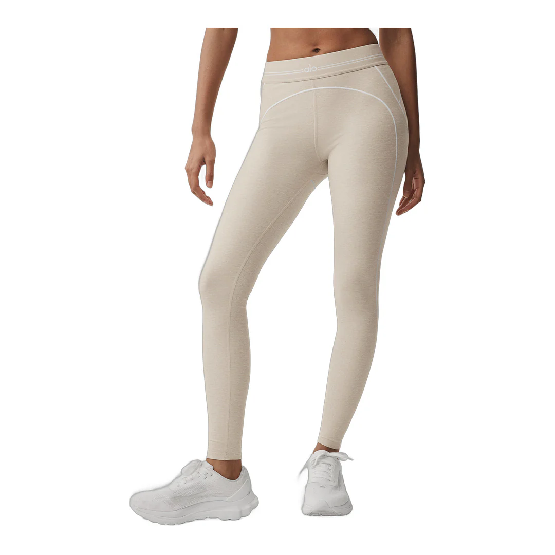 alo Alosoft High-Waist Heart Throb Legging - Oatmeal Heather/White - Image 3