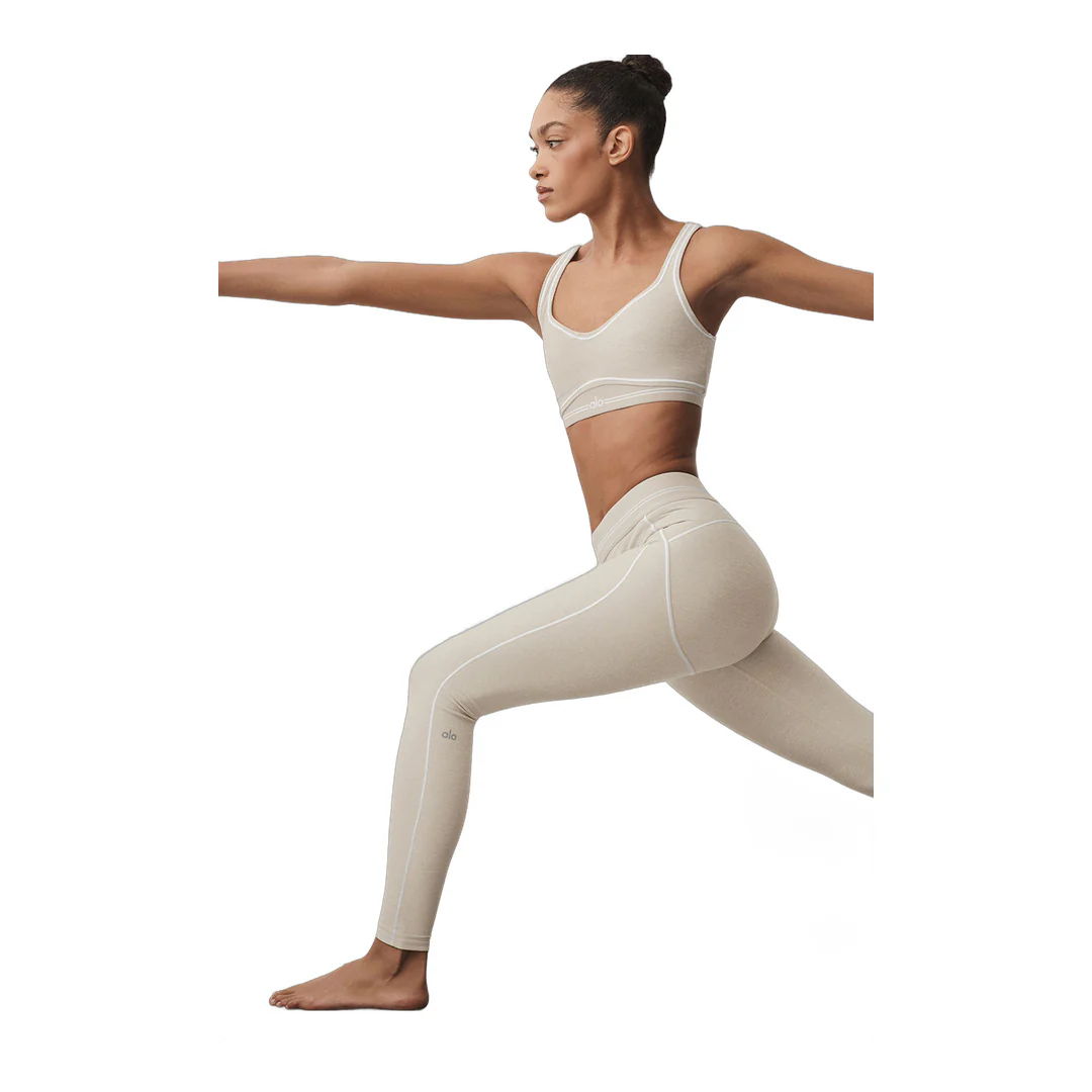 alo Alosoft High-Waist Heart Throb Legging - Oatmeal Heather/White - Image 5