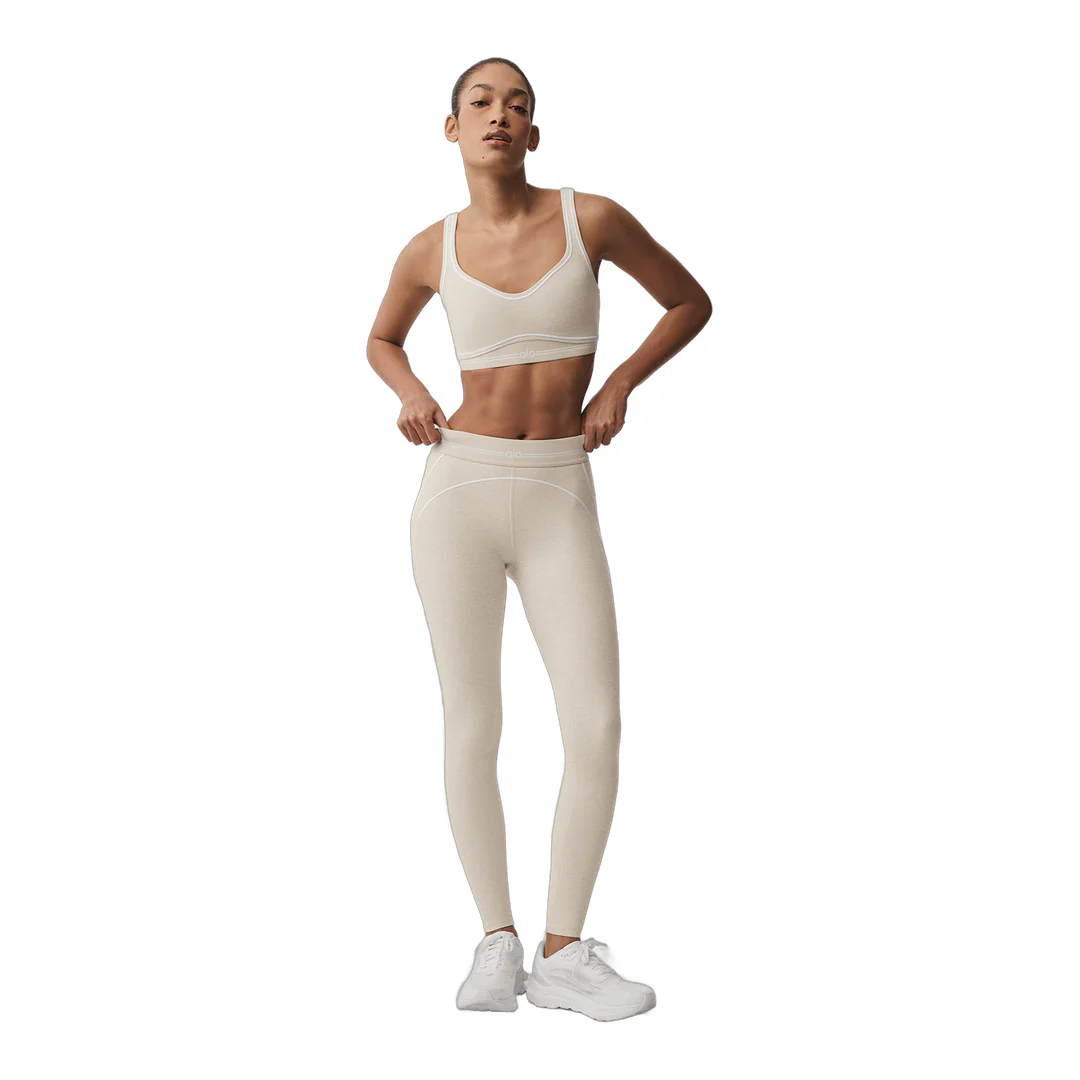 alo Alosoft High-Waist Heart Throb Legging - Oatmeal Heather/White - Image 6