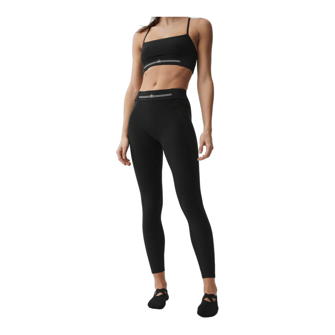alo Alosoft High-Waist 7/8 Relay Legging - Black/White - Image 3