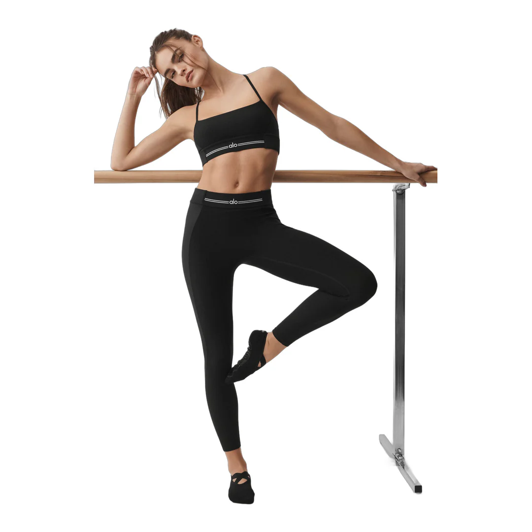 alo Alosoft High-Waist 7/8 Relay Legging - Black/White - Image 4