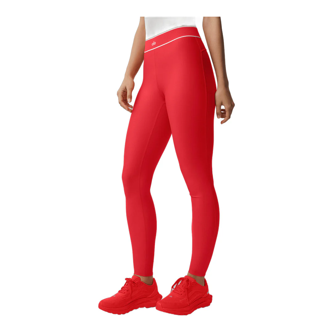 alo Airlift High-Waist Alignment Legging - Bright Red/White - Image 3