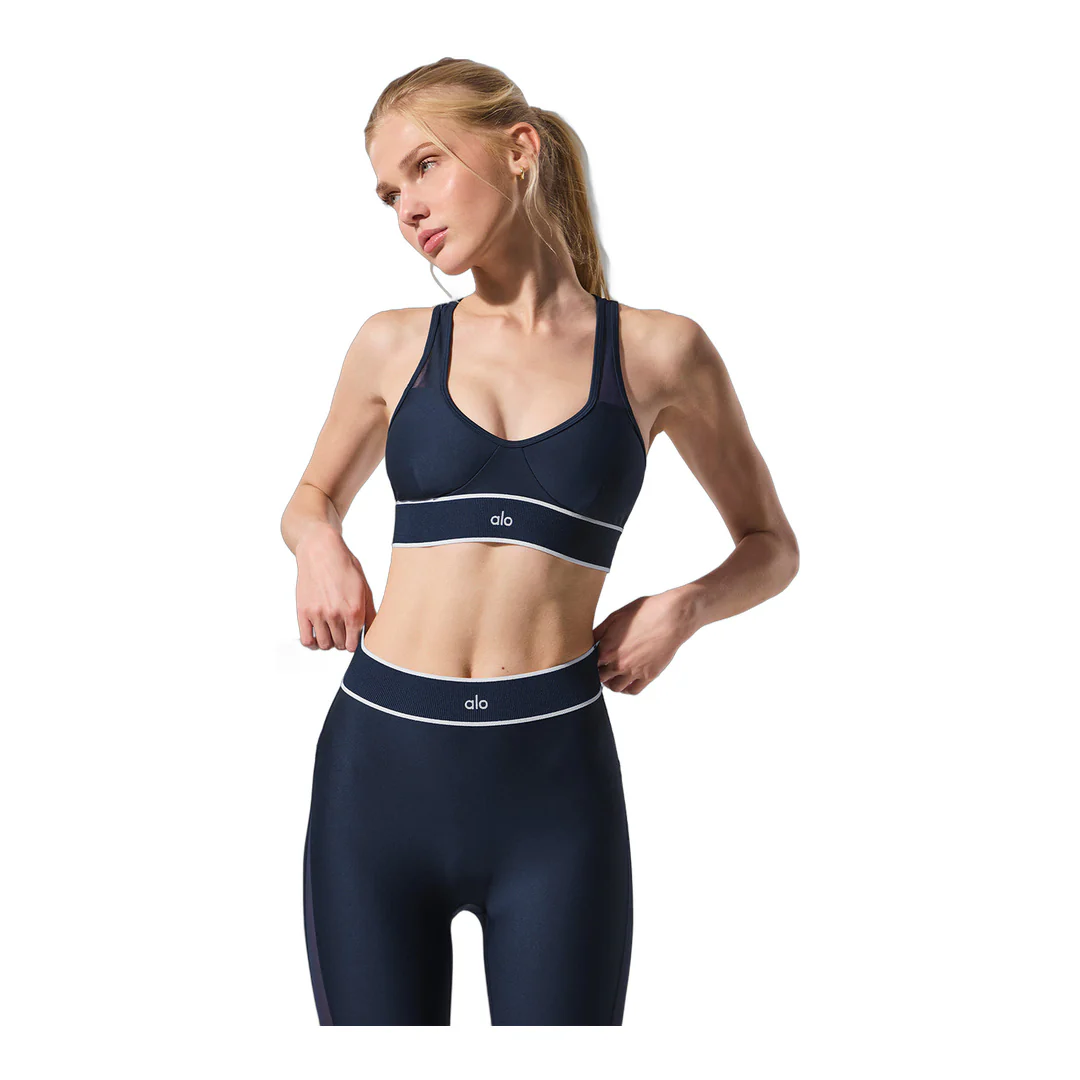 alo Airlift Mesh High-Waist Darling Stirrup Legging - Navy - Image 5