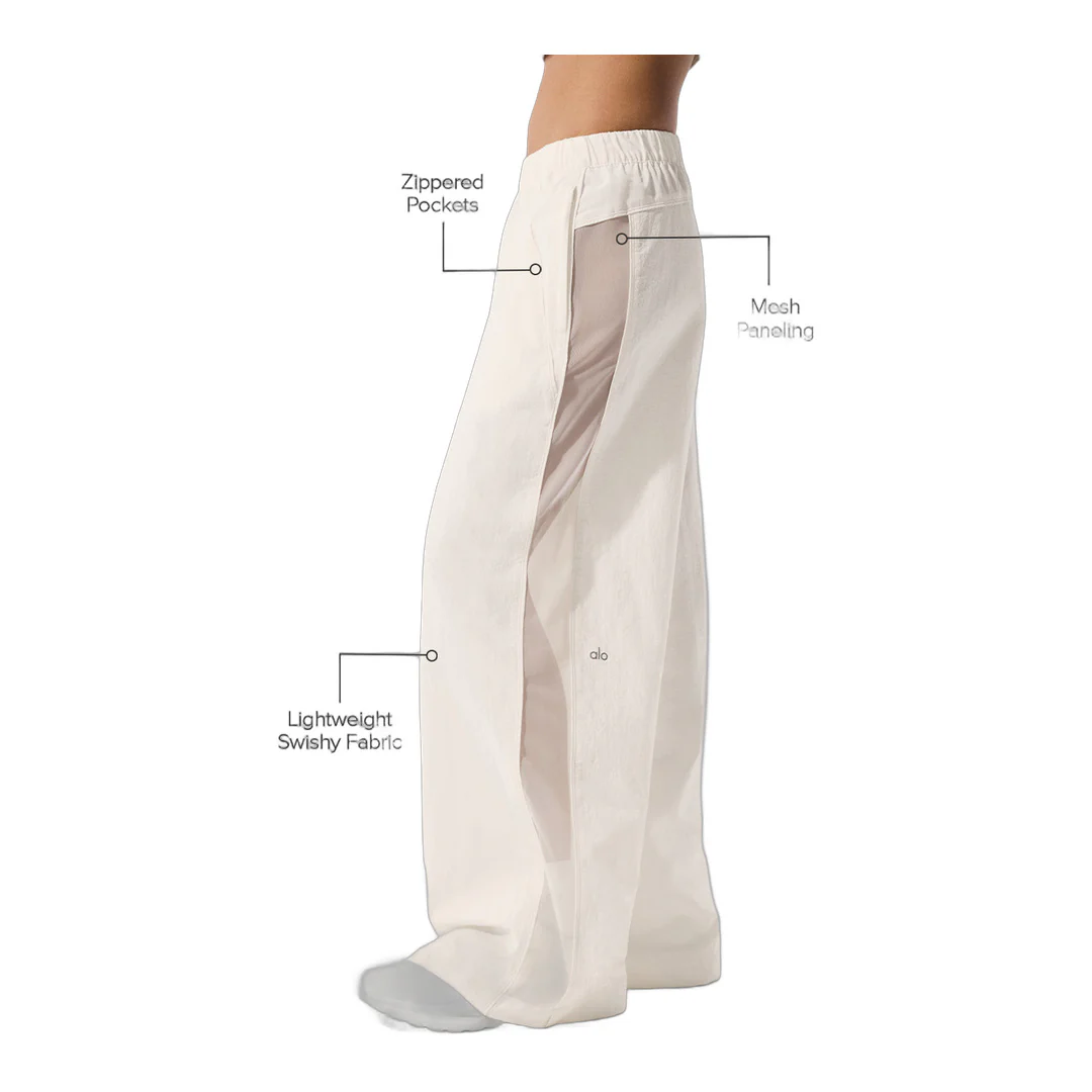 alo High-Waist Origin Wide Leg Track Pant - Ivory - Image 2