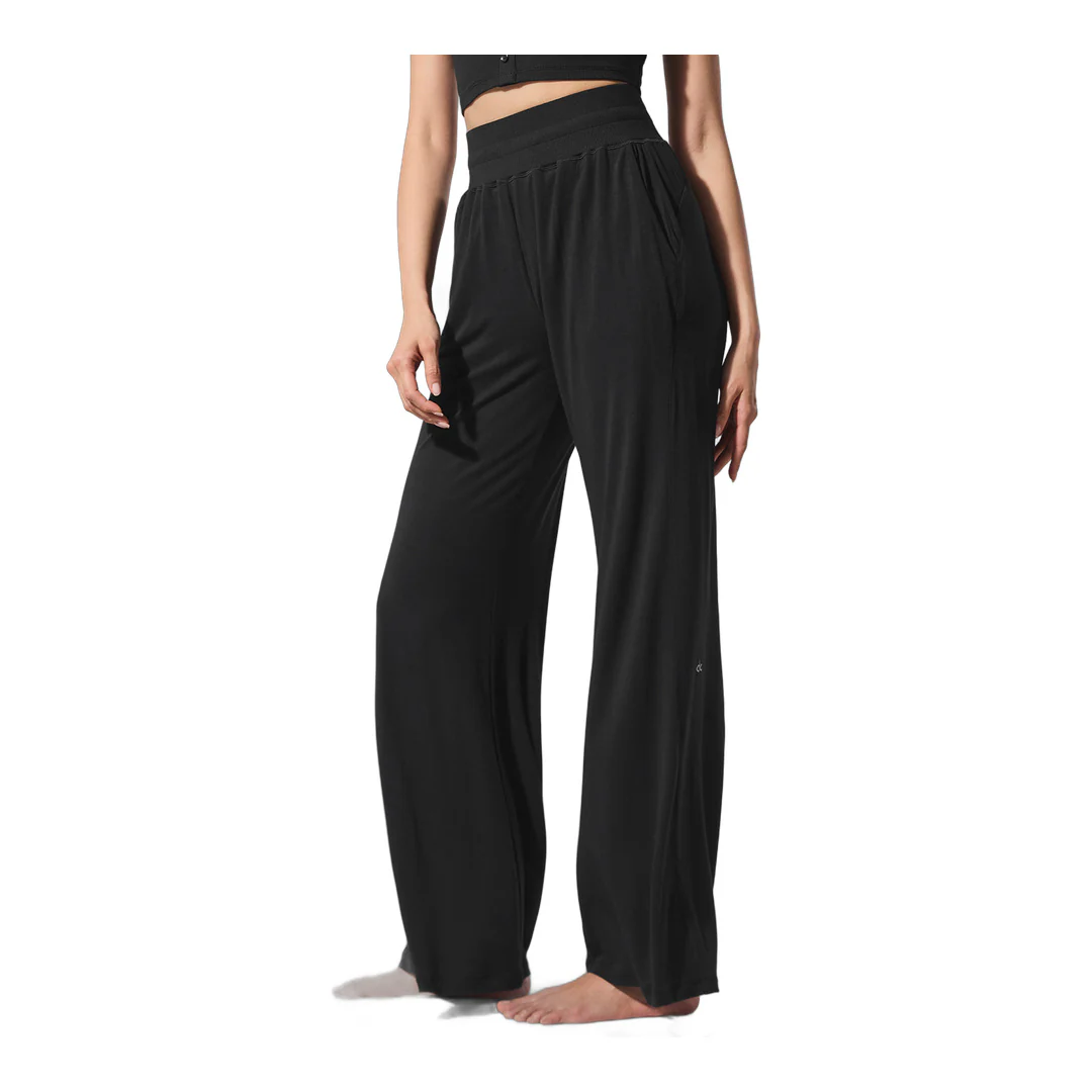 alo Semi-Sheer Delicate Lounge Flare Pant - Black