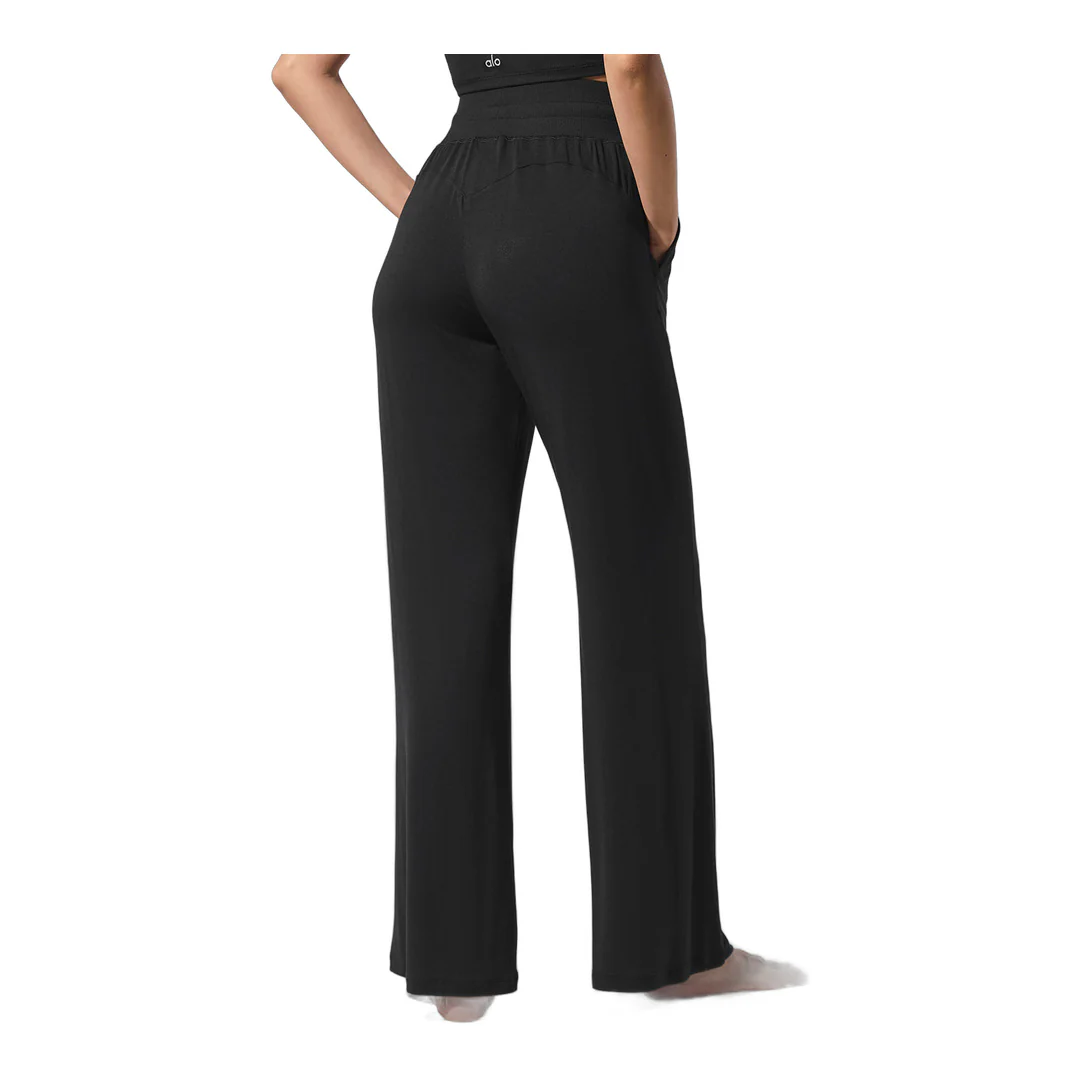 alo Semi-Sheer Delicate Lounge Flare Pant - Black - Image 3