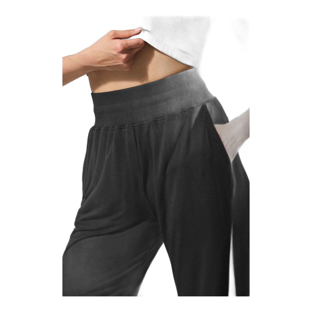 alo Semi-Sheer Delicate Lounge Flare Pant - Black - Image 4