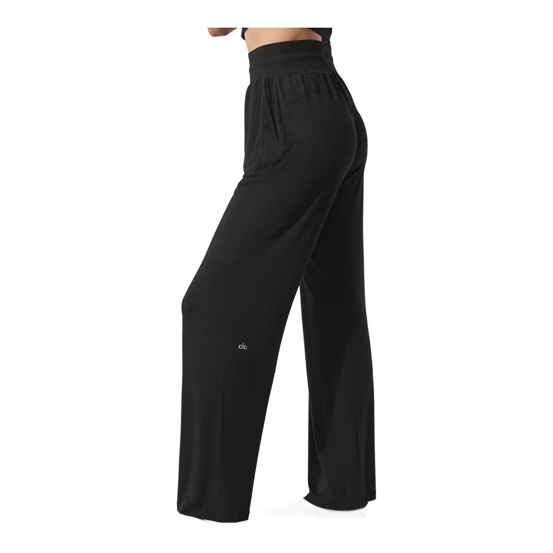 alo Semi-Sheer Delicate Lounge Flare Pant - Black - Image 5