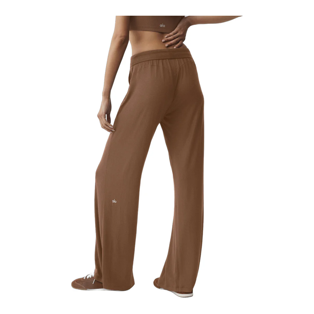 alo Semi-Sheer Delicate Lounge Flare Pant - Sun Kissed Brown - Image 2