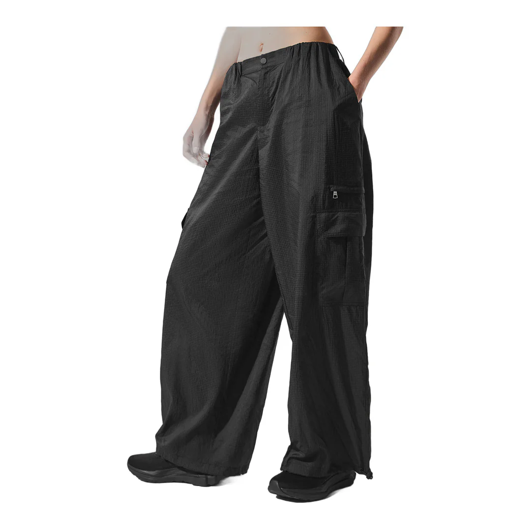 alo Sheer Game Time Wide Leg Jogger - Black