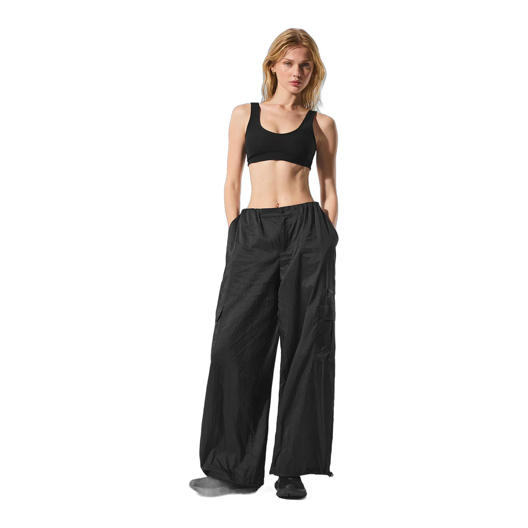alo Sheer Game Time Wide Leg Jogger - Black - Image 4