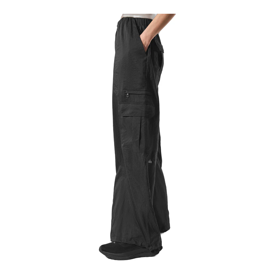 alo Sheer Game Time Wide Leg Jogger - Black - Image 5