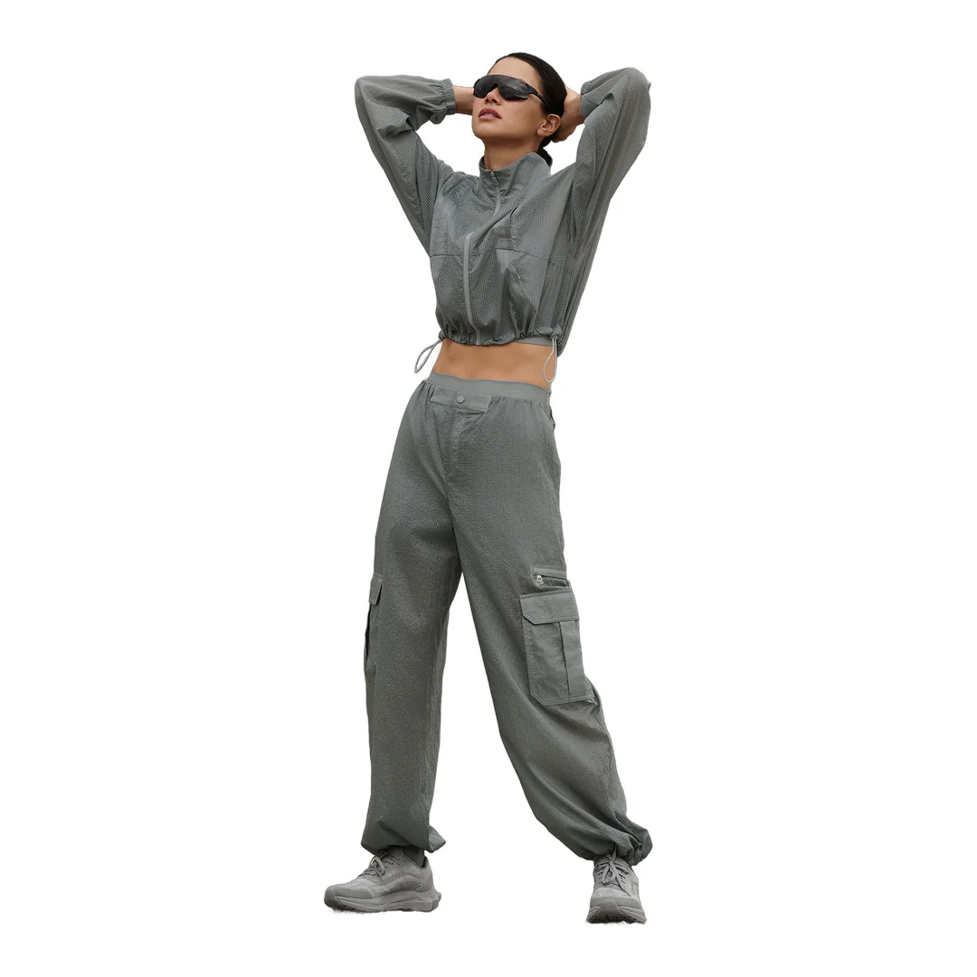 alo Sheer Game Time Wide Leg Jogger - Lunar Grey