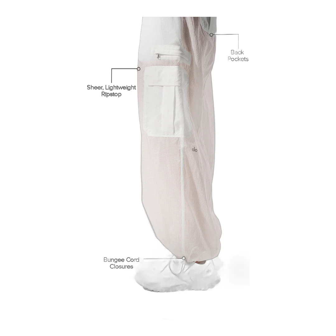 alo Sheer Game Time Wide Leg Jogger - White - Image 2