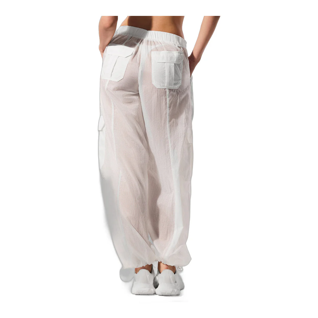 alo Sheer Game Time Wide Leg Jogger - White - Image 3