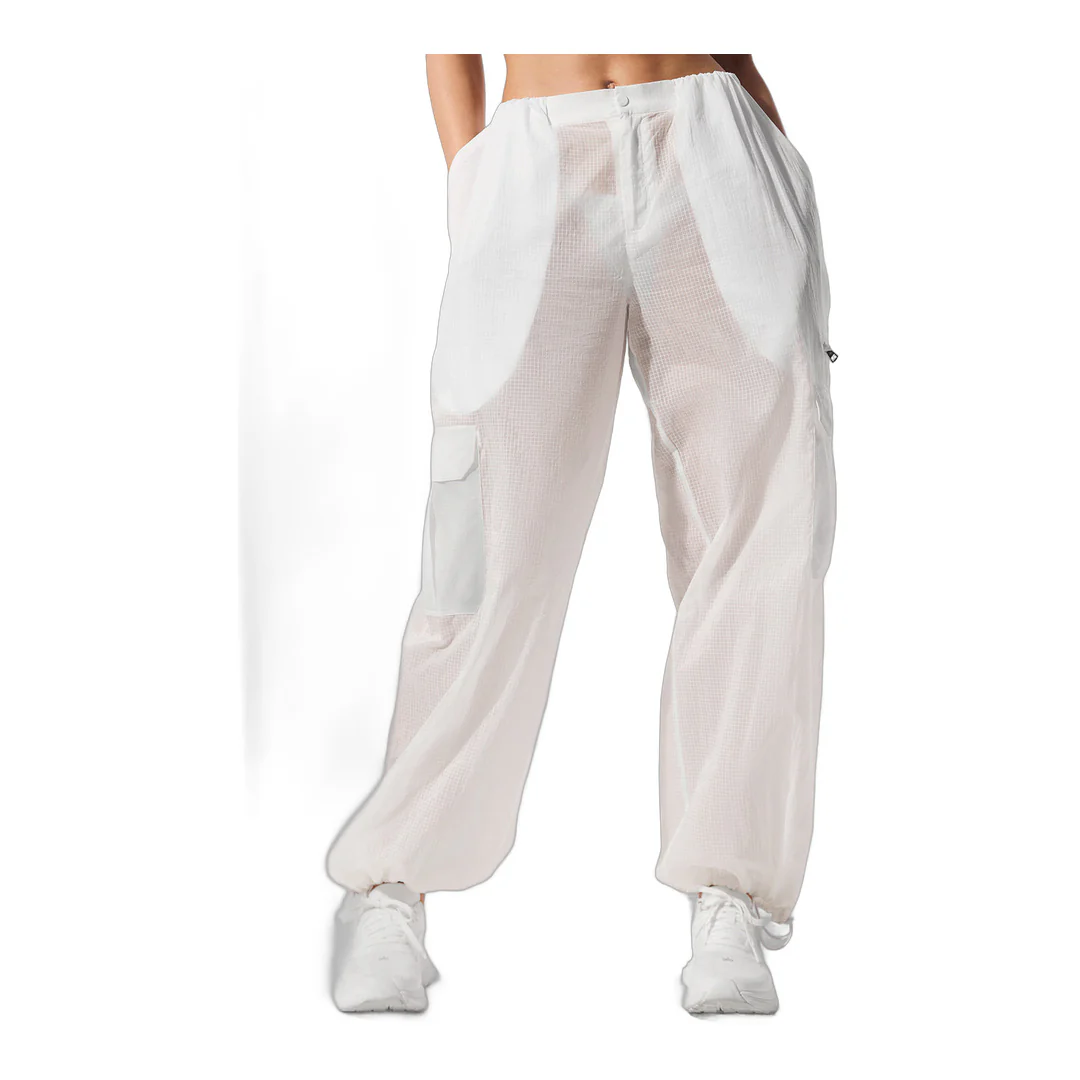 alo Sheer Game Time Wide Leg Jogger - White - Image 4