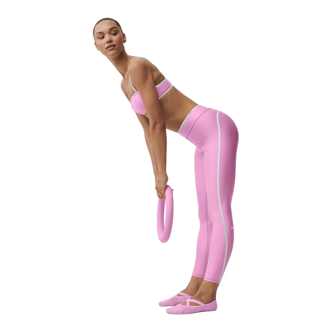 alo Airlift High Waist Charger 7/8 Legging - Candy Heart Pink/White - Image 4