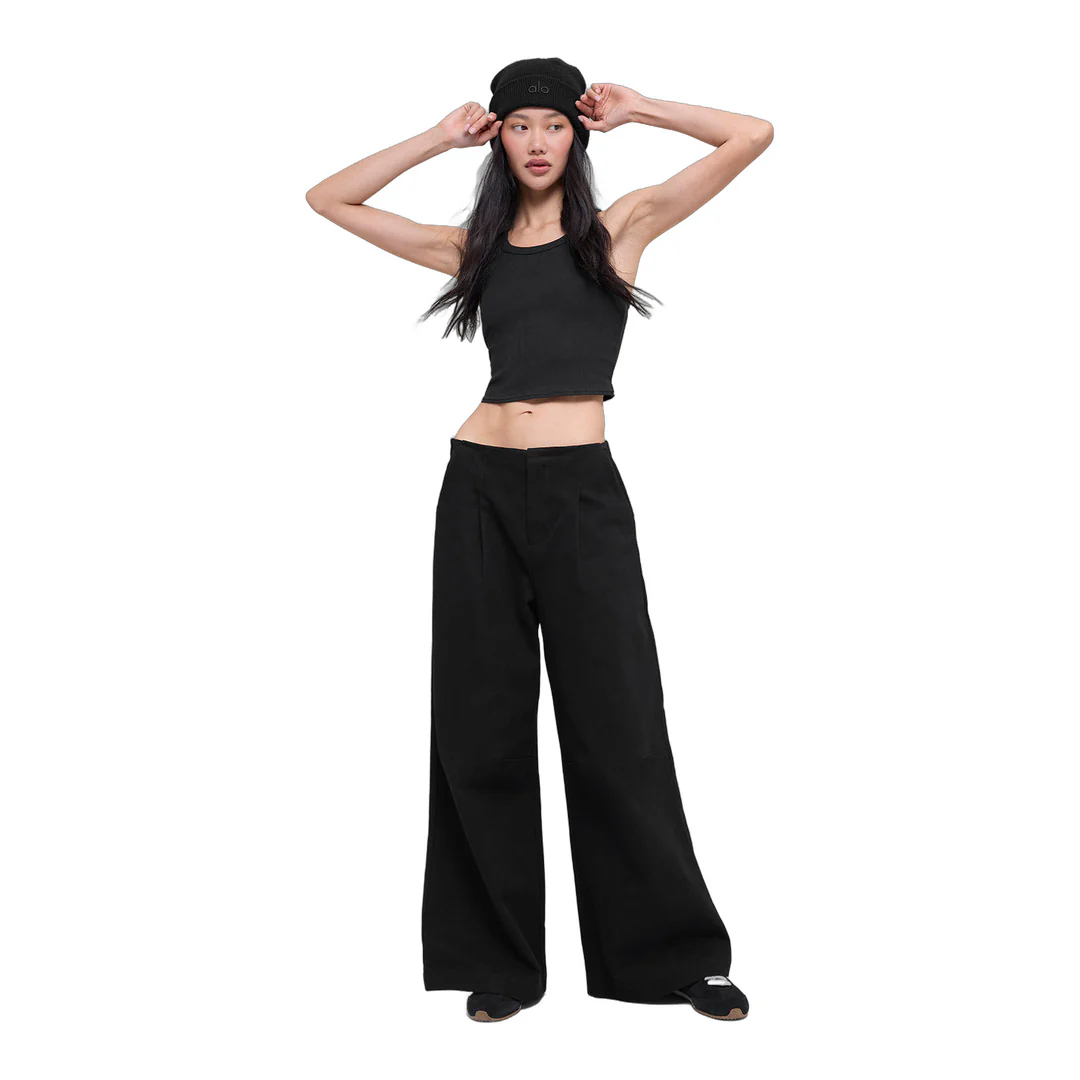 alo High-Waist Main Character Wide Leg Trouser - Black - Image 5