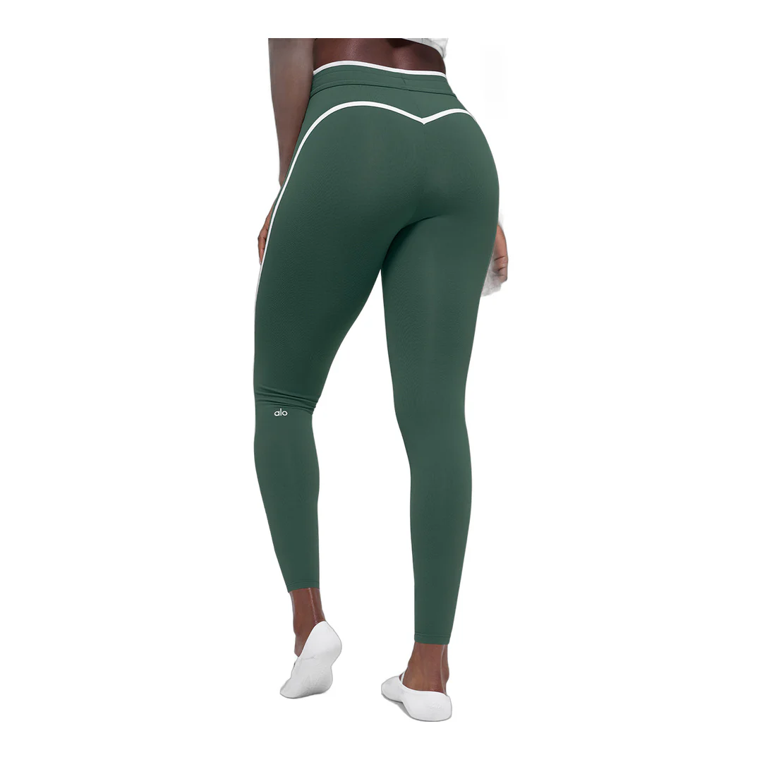 alo Airbrush High-Waist Race Pace 7/8 Legging - Clover Green/White - Image 2