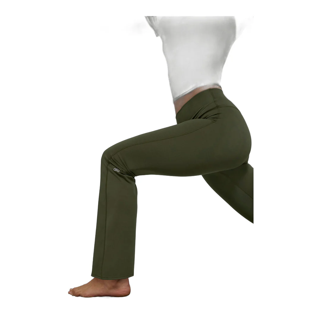 alo ALO Softsculpt High-Waist 7/8 Bootcut Legging - Green Olive - Image 3