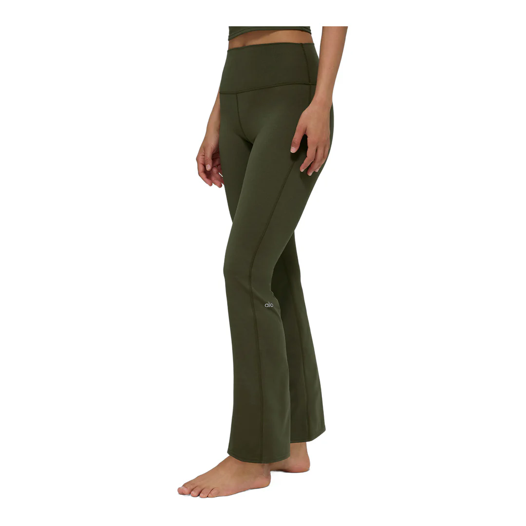 alo ALO Softsculpt High-Waist 7/8 Bootcut Legging - Green Olive - Image 4