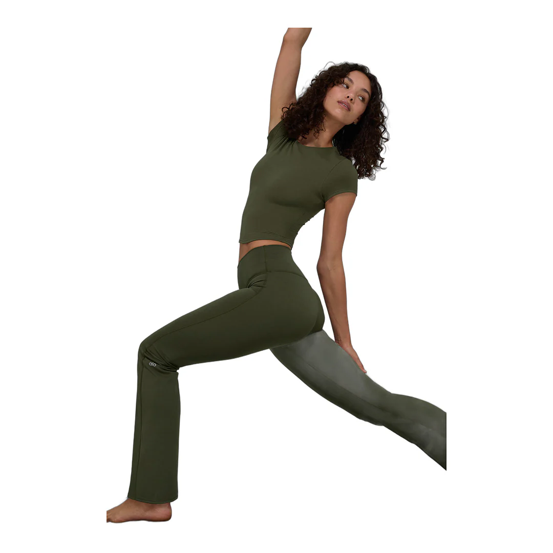 alo ALO Softsculpt High-Waist 7/8 Bootcut Legging - Green Olive - Image 5