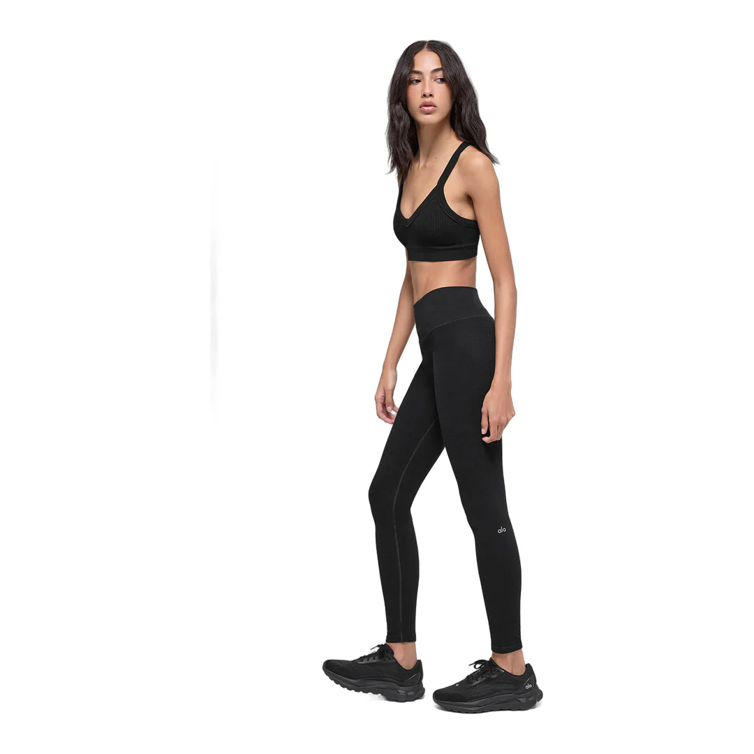 alo Seamless High-Waist Two Tone Rib Legging - Black - Image 4