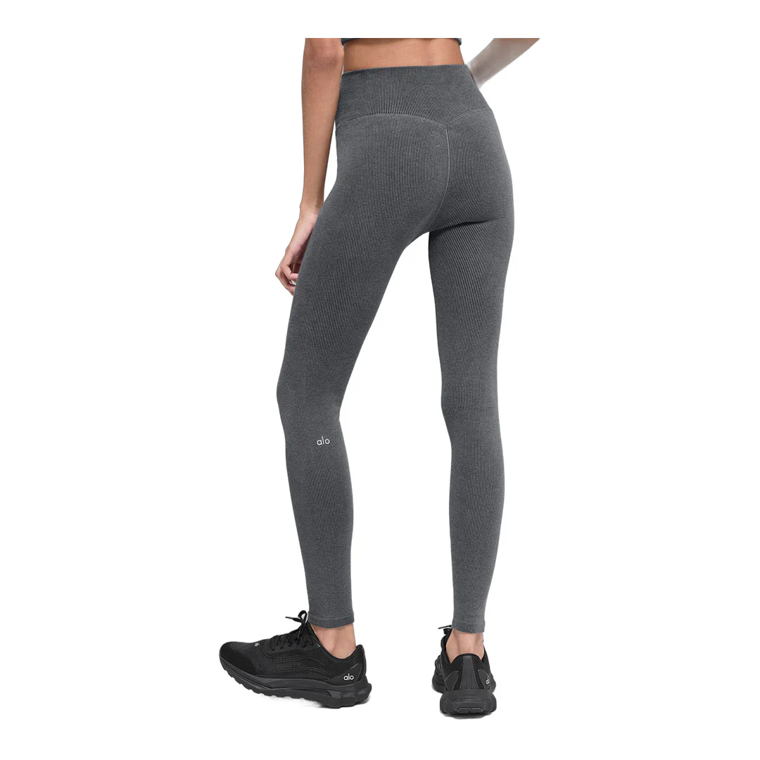 alo Seamless High-Waist Two Tone Rib Legging - Dark Misty Grey Heather - Image 3