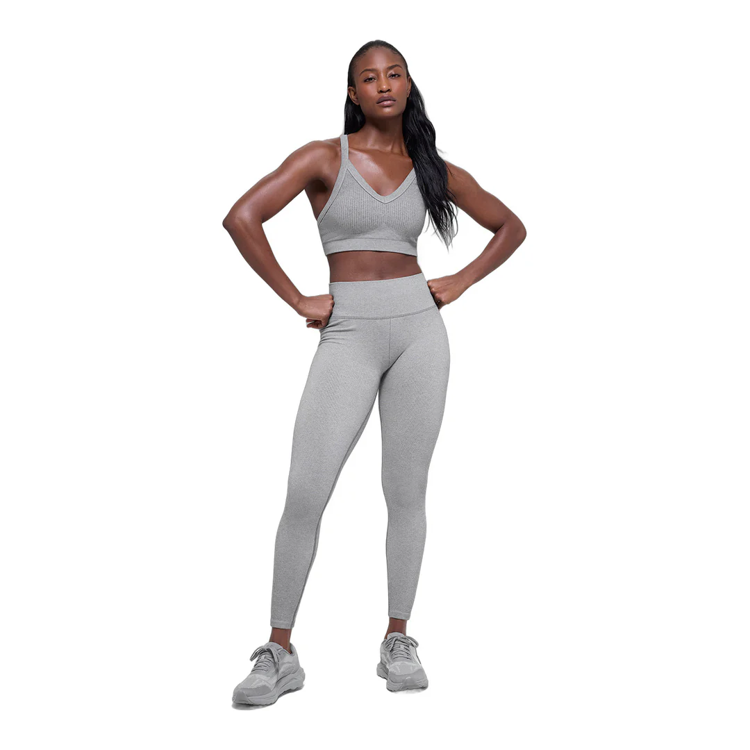 alo Seamless High-Waist Two Tone Rib Legging - Light Misty Grey Heather - Image 3