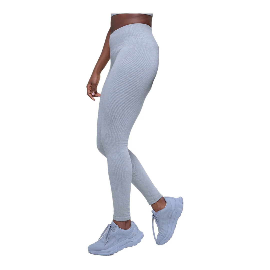 alo Seamless High-Waist Two Tone Rib Legging - Winter Frost Heather - Image 4
