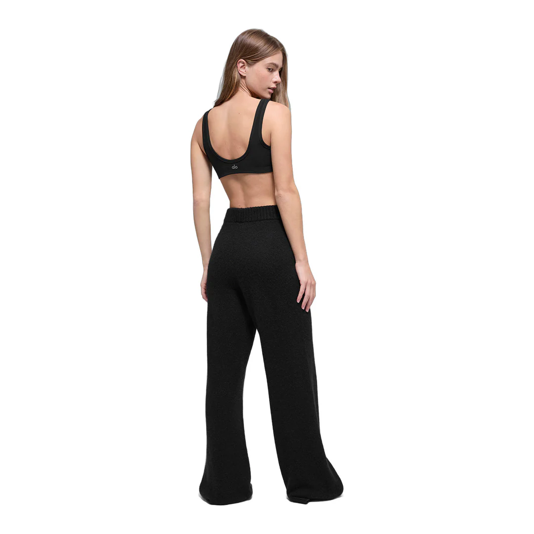 alo Wool Cashmere High-Waist New Class Wide Leg Pant - Black - Image 3