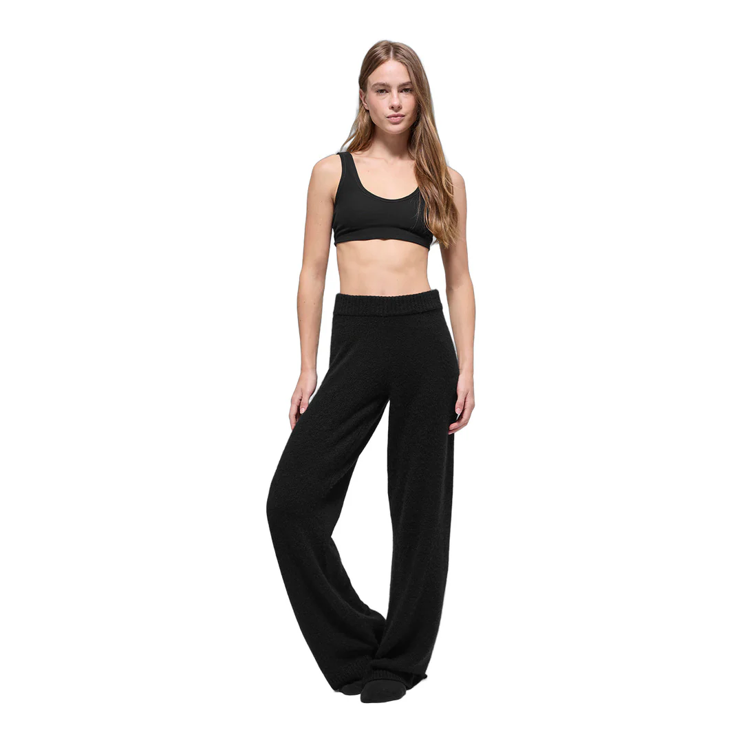 alo Wool Cashmere High-Waist New Class Wide Leg Pant - Black - Image 5