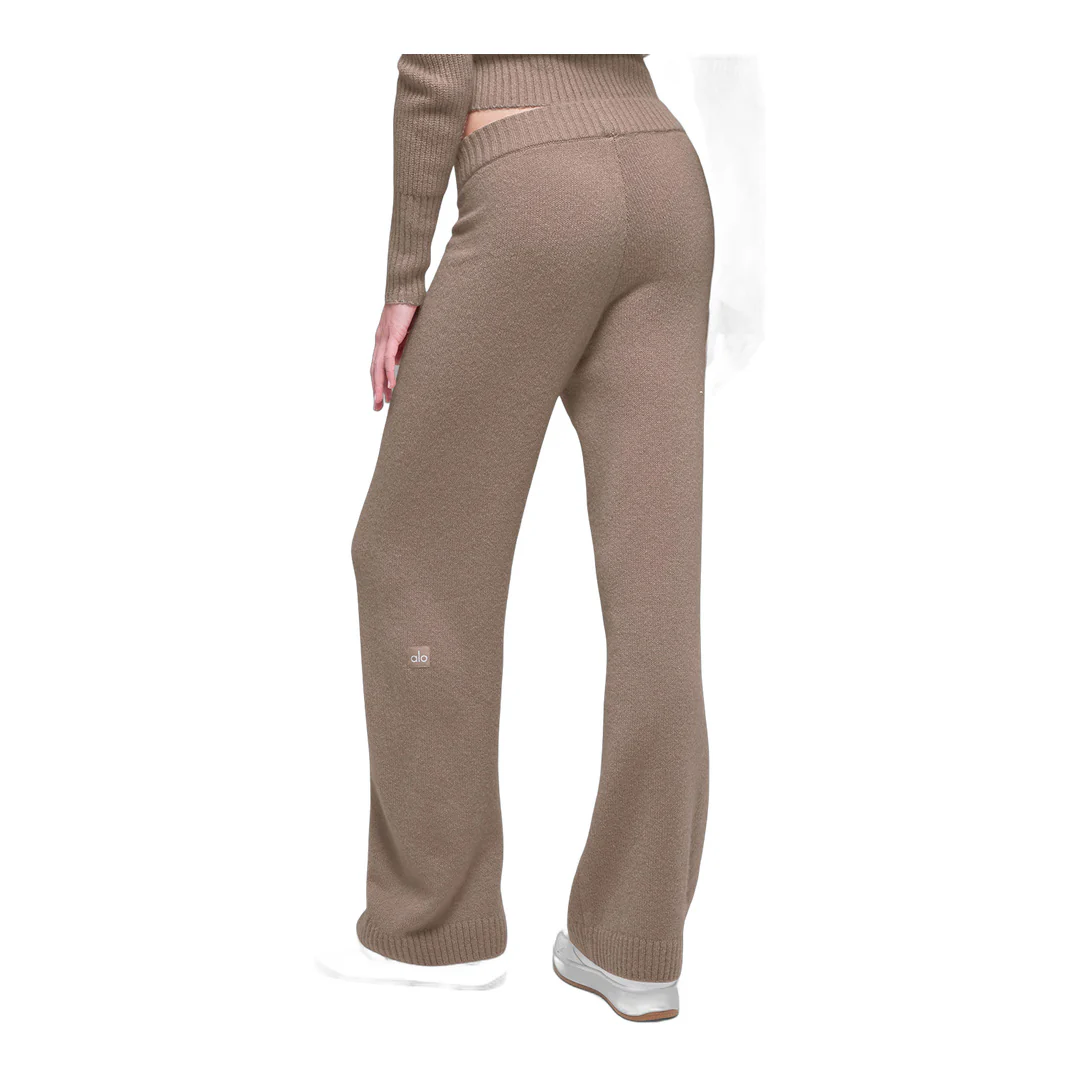 alo Wool Cashmere High-Waist New Class Wide Leg Pant - Chai Latte - Image 2