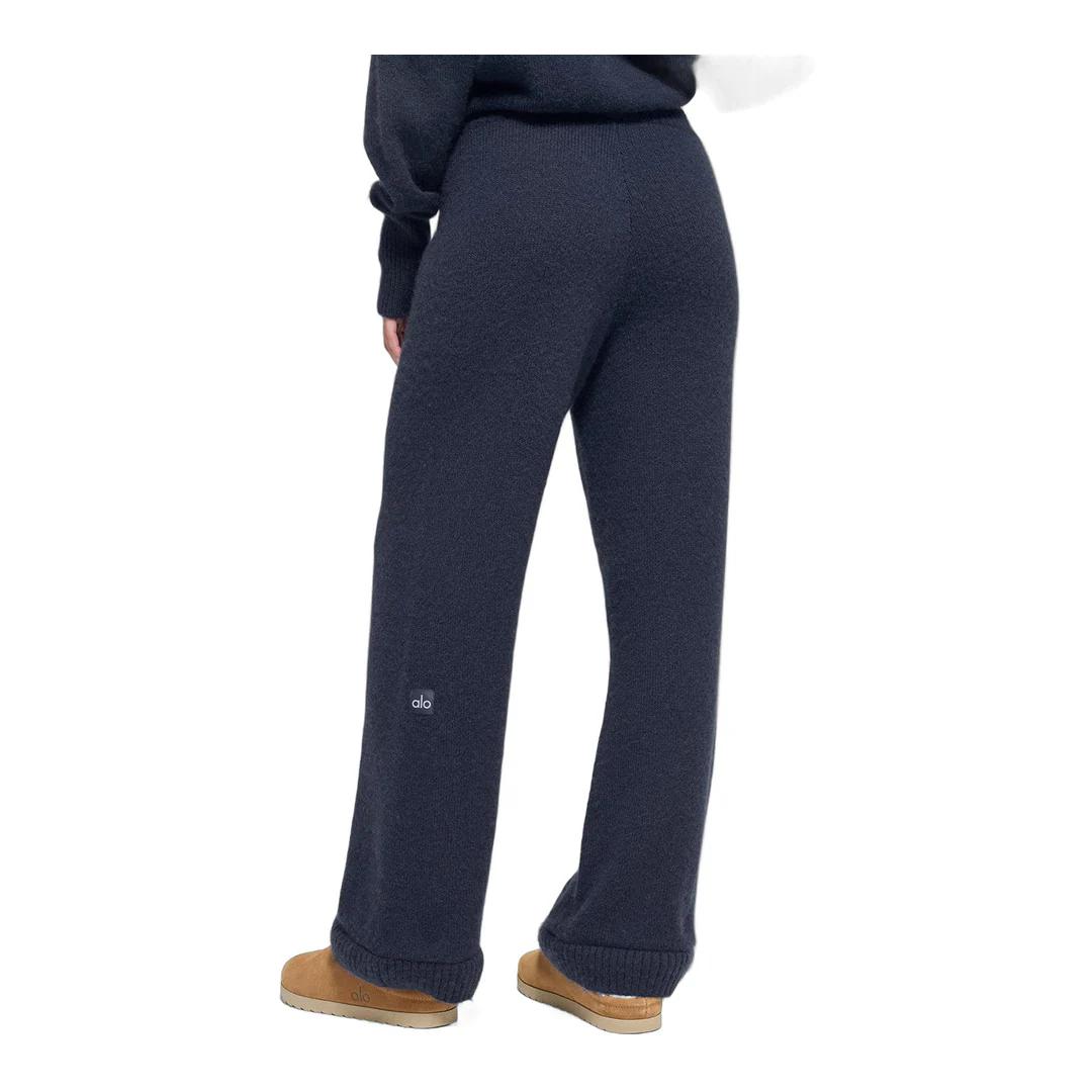 alo Wool Cashmere High-Waist New Class Wide Leg Pant - Navy - Image 4