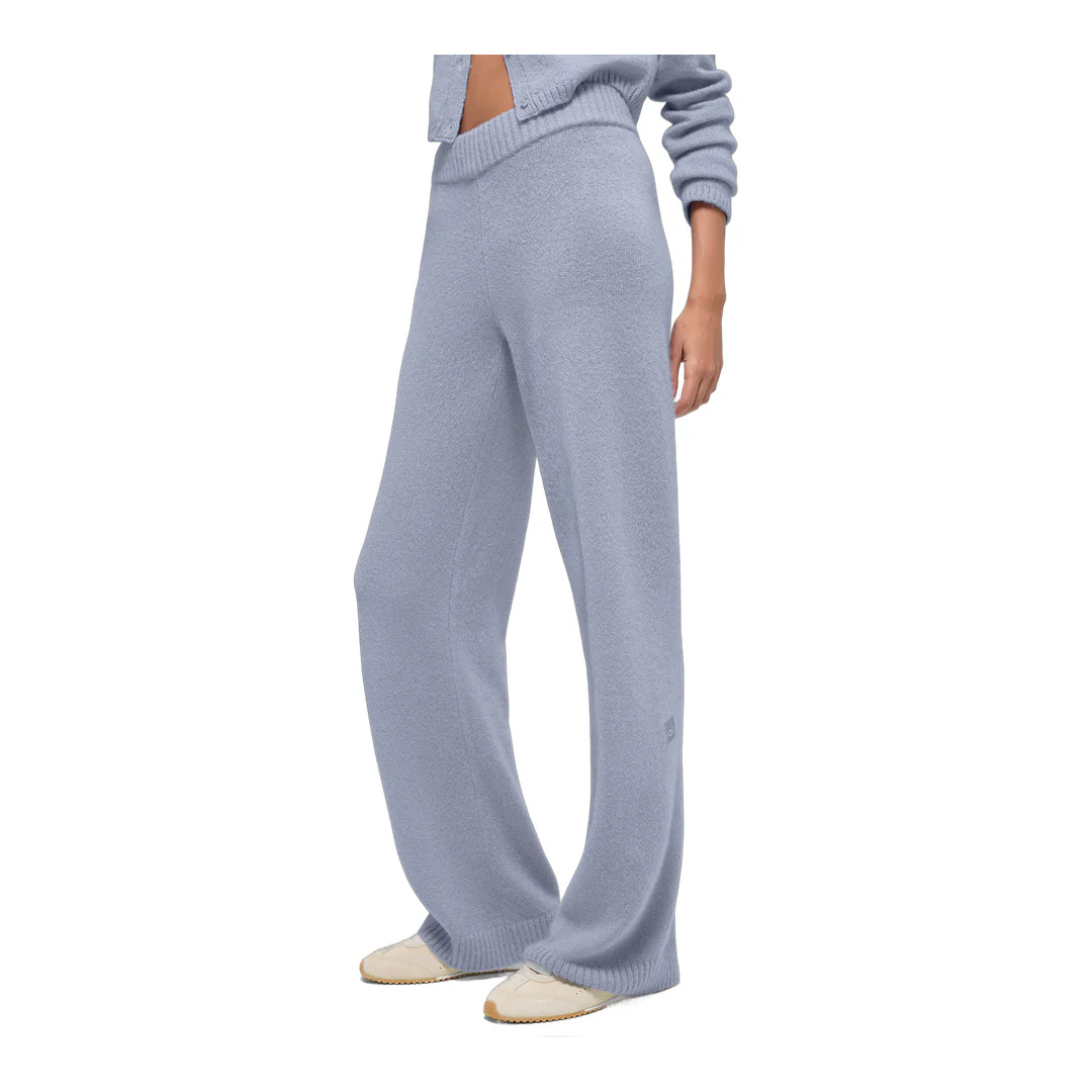 alo Wool Cashmere High-Waist New Class Wide Leg Pant - Winter Frost - Image 3