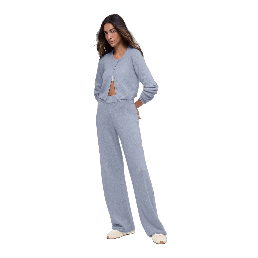 alo Wool Cashmere High-Waist New Class Wide Leg Pant - Winter Frost - Image 5