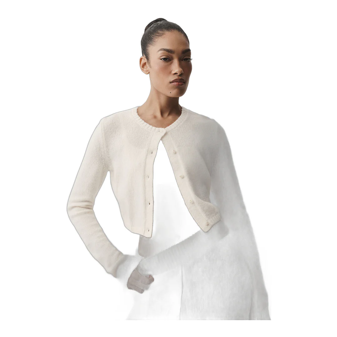 alo Wool Cashmere High-Waist New Class Wide Leg Pant - Ivory - Image 5