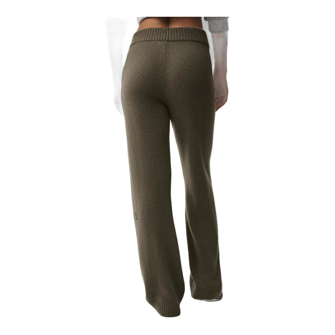 alo Wool Cashmere High-Waist New Class Wide Leg Pant - Olive Tree - Image 2