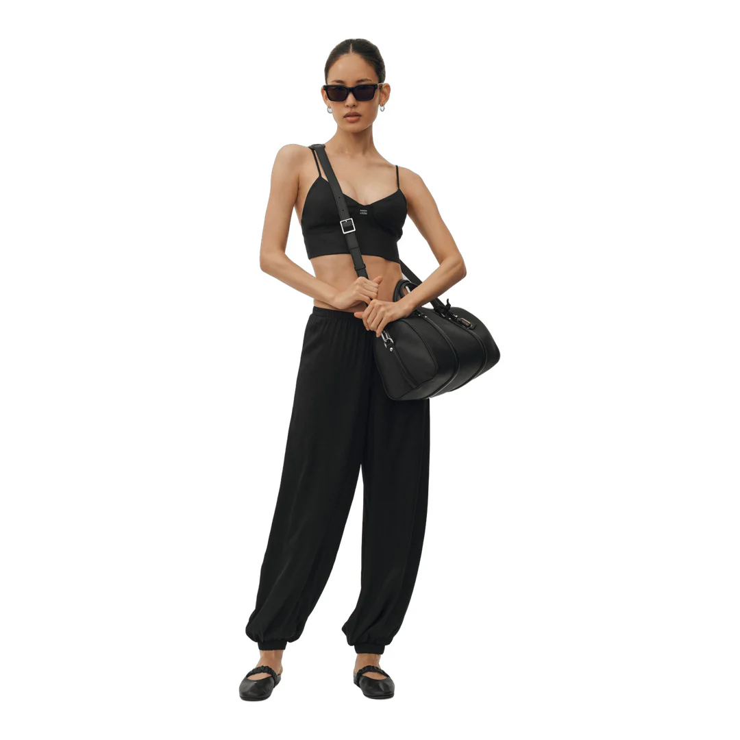 alo Silk Blend High-Waist Radiance Pant - Black - Image 4