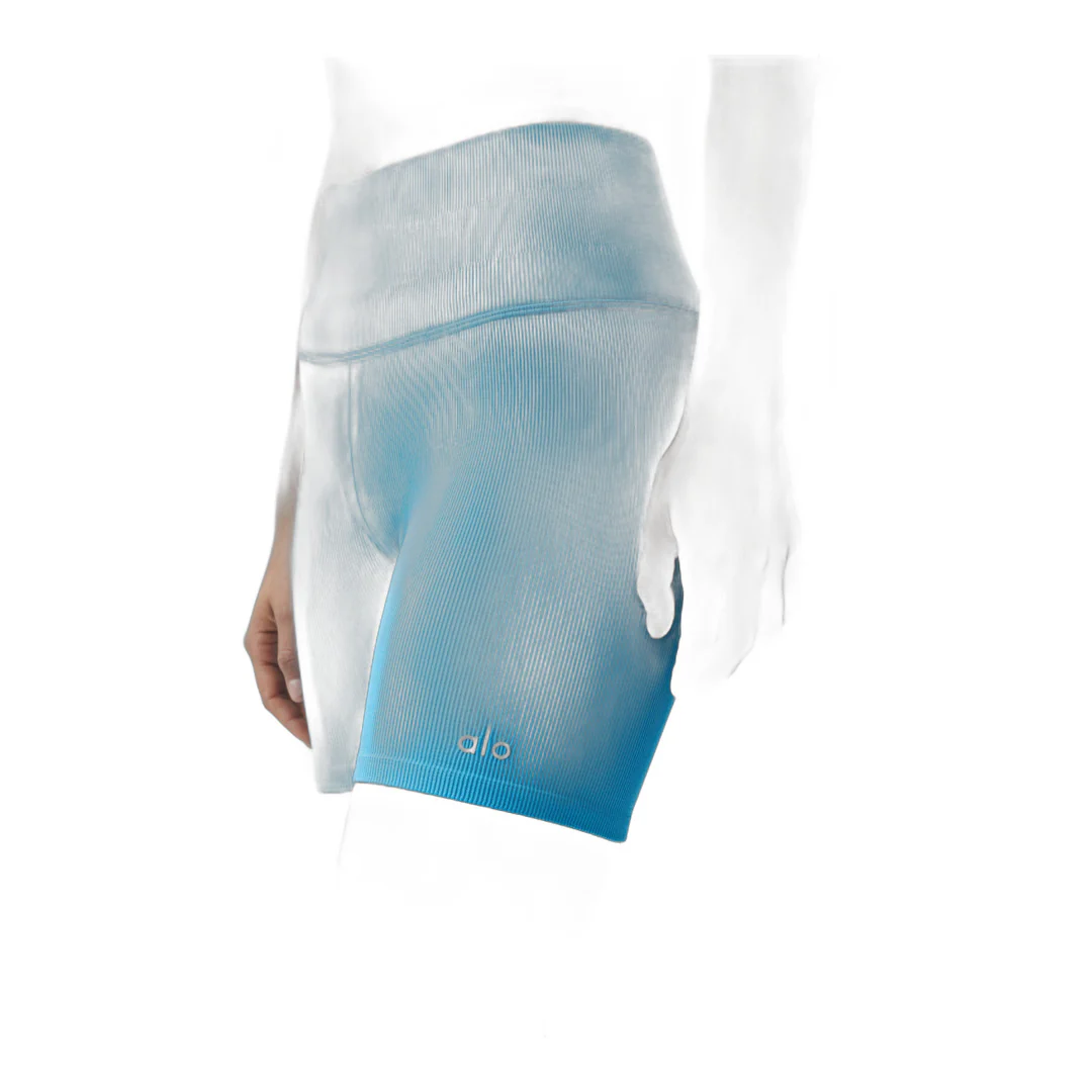 alo 5" Seamless Ribbed Favorite Short - Azure Blue - Image 3