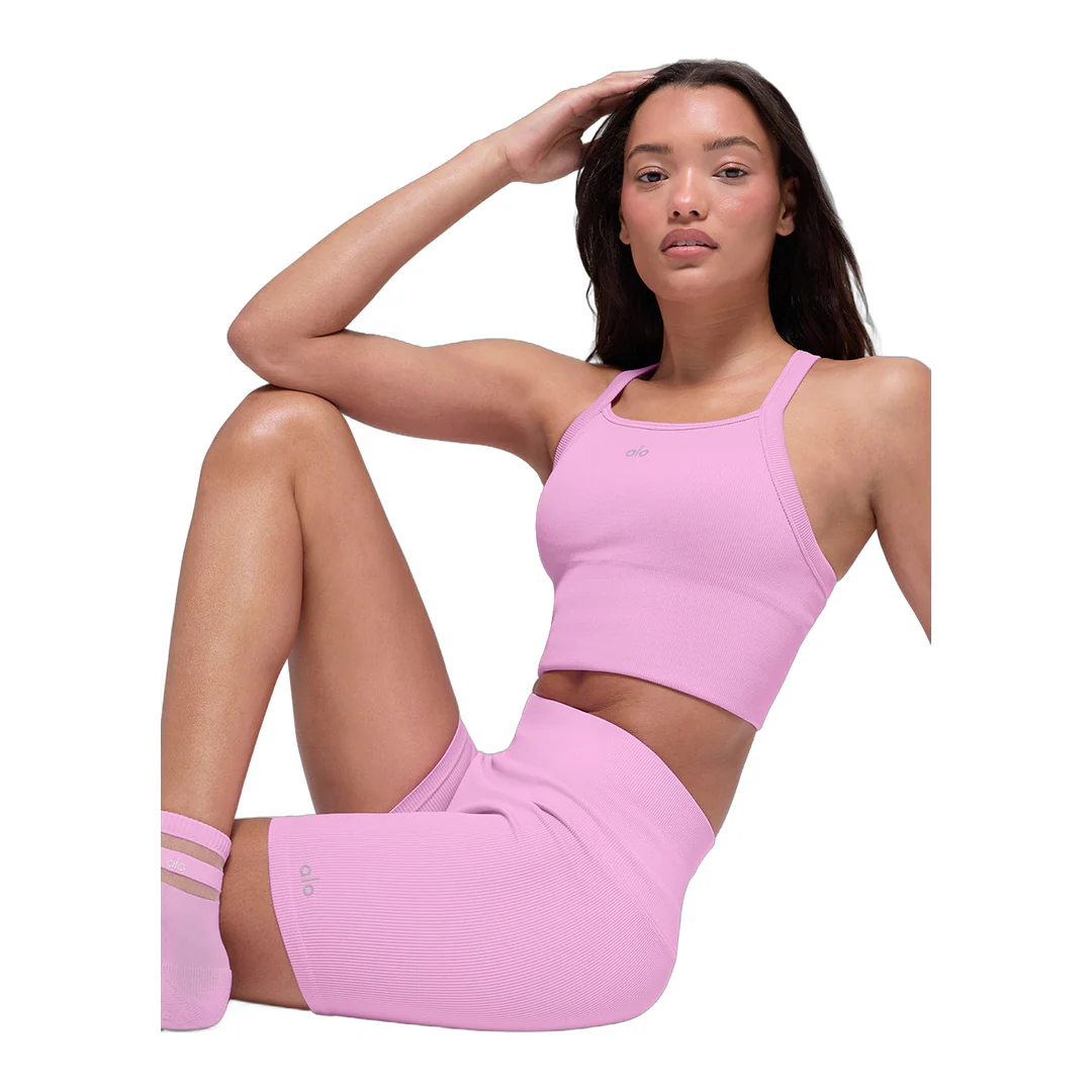 alo 5" Seamless Ribbed Favorite Short - Candy Heart Pink - Image 5